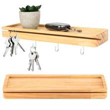 Wooden Key Holder For Wall Storage Hook 1 SetKey Hooks Wall Mounted Key Rack Shelf With Hooks WoodKey Hanger With 4 Hooks For Entryway Hallway Bedroom Office Home Decor - 1 - View 1