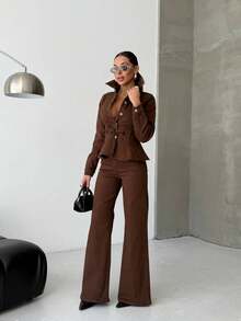 SQUALO Women's Blue Washed, Ripped, And Distressed Effect Jeans Street Style - Brown - View 4