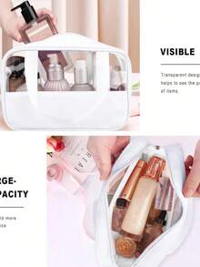 3 件套 - 1 件防水旅行化妆包，多功能化妆品收纳包，便携式夏季旅行洗漱包，可装护肤品、化妆刷、眼影盘、粉饼、口红、珠宝 - 送给伴娘、母亲节返校的好礼物