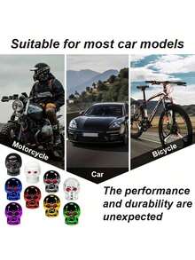2pcs/Pack Skull Shaped Copper Alloy Tire Valve Caps Set, Corrosion Resistant, Universal Valve Stem Covers For Cars, Trucks, Motorcycles, SUVs And Bicycles - Multicolor - View 6