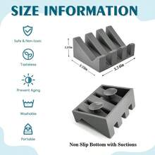 Dishes, Upgrade Suction Silicone Shower Soap Dish With Drianage, Bar Soap Holder Amp Saver Waterfall SelfDraining To Keep Your Bar Soap Organized And Clean 2, Grey - Grey2 - View 2