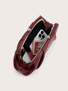 Women's Bag,Minimalist Clip Hardware Design Handbag, Lychee Grain Pleated Metal Buckle Cloud Bag, Sweet College Style Commuting Casual Crossbody Shoulder Bag, Suitable For Girls, Students, Office Workers, And Girls. Used For Daily Commuting, Shopping, School Dates, Travel - View 7