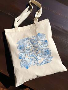 Tote Bag, Blue Shell Design - 100% Cotton, 33x40cm - Màu be - Xem 6