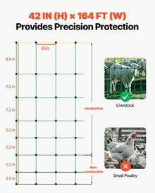 Electric Fence Netting, 42" H X 164' L, PE Net Fencing With Posts & Double-Spiked Stakes, Utility Portable Mesh For Goats, Sheep, Lambs, Deer, Hogs, Dogs, Used In Backyards, Farms, And Ranches - Green - View 3