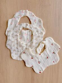 5条装婴儿围兜，柔软棉纱口水巾，防水婴儿拍嗝巾，新生儿喂养围巾