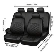 9pcs/4pcs Universal Diamond Patterned Leather Car Seat Covers - Shiny Design, Compatible With Airbags, Suitable For SUVs, Sedans, And Including Front Seat Covers, Backrest Covers, Rear Seat Covers, And Pillowcases; Car Seat Covers