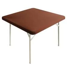 Cocktail Fitted Spandex Stretch Square Table Covers Caps Elastic Square Tablecloth Brown Table Topper 42x42 Inch,42inchx42inch(Square),Brown - Brown - View 3