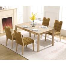 WAHSON OFFICE CHAIRS Linen Dining Chairs Set Of 2 Upholstered Kitchen Chairs With Wood Legs For Restaurant/Dining Room - Yellow - View 6