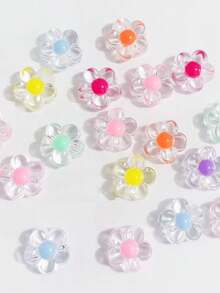 50/100颗 12毫米透明糖果色花形珠子，DIY手机挂绳和汽车配件 - 彩色 - 查看 13