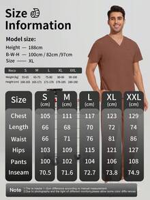 Conjunto de ropa de trabajo médica para hombres, uniforme de dentista/enfermero, top de cuello en V de manga corta, pantalones deportivos médicos, ropa de trabajo de enfermería, ropa de trabajo de doctor - Marrón - Ver 10