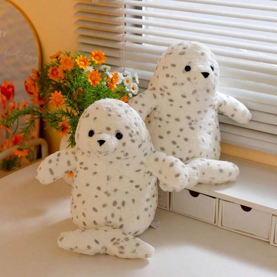 1pc Cute Plush Spotted Seal Stuffed Animal Doll, Soft Cuddly Cartoon Seal Doll Pillow, Gift For Girlfriend, Best Friend, Birthday, Valentine's Day, Easter - Multicolor - View 1