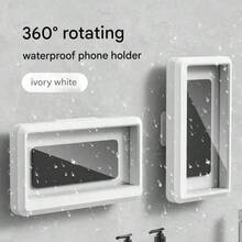 360 Rotatable Shower Phone Holder,2pcs Phone Stand, Wall-Mountable, Adjustable, Waterproof, Touchable Shower Phone Holder Mount, Compatible With 14/13/12/11 Pro XS XR, Up To 6.8inch, Suitable Bathroom Kitchen