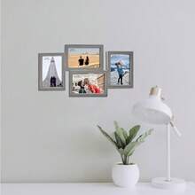 CYPNMarcos para fotos tipo Collage. Portaretratos para pared para multiples fotos de 4x6 10x15cm . Cuadro decorativo de una sola pieza en color gris. (Gris 4 Fotos)Fashion - 219619413 - Ver 5