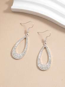 Tear Drop Crystal Earring Stud For Women 1Pair - Silver - View 5