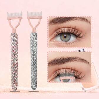1pc Luxury Eyelash Comb | Artificial Rhinestone Detailed Eyelash Curler & Separator Comb | Creative Steel Needle Comb For Eyelash Grooming