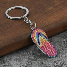 4件套创意迷你拖鞋锌合金钥匙扣男女通用人字拖沙滩鞋钥匙扣礼品 - 金色 - 查看 6