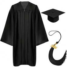 Graduation Cap And Gown Set With 2025 Charms Tassel Graduations Cap And Gown For    School -8348 - 霧面黑 - 查看 1