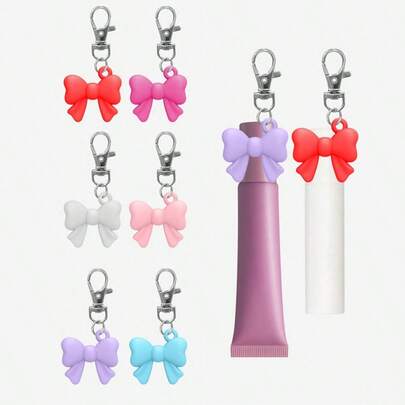 1个蝴蝶结唇彩钥匙扣，唇膏钥匙扣套，便携式唇彩收纳盒，唇膏收纳盒，唇彩钥匙扣，旅行配件，唇膏钥匙扣套，多功能配件，唇彩钥匙扣套，便携设计，易于挂在钥匙上，女士配件，情人节礼物