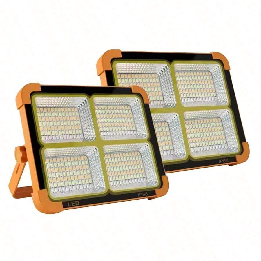 2PCS Solar Emergency Light, Solar LED Working Light, Waterproof Portable Floodlight, Suitable For Camping And Outdoor Maintenance. - D04 - View 1