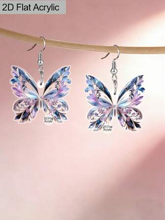 1 par de elegantes pendientes de mariposa de acrílico brillante y colorido, pendientes de mujer adecuados para cumpleaños, San Valentín, Pascua, Día de la Madre, boda o uso diario, regalo universal para días festivos