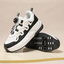 Teenagers' Fashion Roller Skates, 4 Wheels Detachable & Retractable Rear Wheels, Rotatable Buckle, Unisex Inline Skates, Holiday & Birthday Gift - Black - View 19