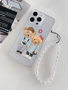 1pc Detailed Painted Thick Shockproof Protective Phone Case With Handmade Beaded Bracelet Strap, Compatible With IPhone 16/16 Pro/16 Plus/16 Pro Max, 15 Pro Max, 13, P14, P11, XS, XR, 7/8, P, 7/8 Plus, S2, A50, A12, A32, A52, A72, A51, A21S, A13, A14, S22 Ultra, S23, A33, A53, S20 FE, Redmi 11, 12 Pro, 12/12X, Note 11, 9A, 9C, Poco X3 NFC, Redmi 10, 9, Note 9, 12C, Note 11 Pro, Redmi 10C, Note 8 Pro - Multicolor - View 4