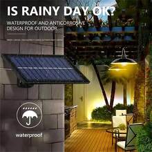 1pc Solar-Powered Pendant Lamp, 1/2 LED Lights, Wall Mount, Adjustable Height, Toggle Control, IP44 Waterproof, Solar Lithium Battery, Outdoor/Indoor Use, Black Plastic