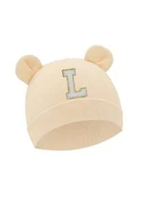 1 chiếc mũ tai gấu hoạt hình cho bé sơ sinh, 26 chữ cái, mũ mềm mại cho cả bé trai và bé gái, màu trơn, thích hợp chụp ảnh cho bé, 0-3 tháng tuổi. - Màu be - Xem 7