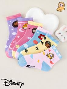 Disney 1/6 Đôi tất hình công chúa (Tiana/Rapunzel/Belle) hoạt hình dành cho bé gái, thoáng khí, thoải mái, dễ thương, thích hợp để mặc hàng ngày, ngày Valentine, ngày Quốc tế Phụ nữ. Tất trẻ em hình nhân vật hoạt hình, tất mỏng thân thiện với da dành cho bé gái. - Hồng - Xem 2