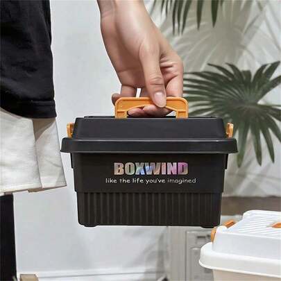 1ชิ้น กล่องเก็บของความจุขนาดใหญ่พร้อมฝาปิด, กล่องจัดระเบียบรถแคมป์ปิ้งกลางแจ้งในครัวเรือน, ตู้เก็บเครื่องมือหนา