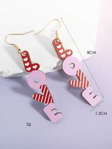 一对时尚高端优雅甜美可爱木质LOWE红粉字母耳环，适合女性日常及节日佩戴，情人节及朋友礼物。 - love耳環 - 查看 4