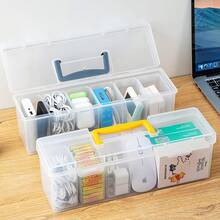 1pc Transparent Large Capacity Hardware Tool Box, Outdoor Portable Equipment Tool Case, Stackable Dustproof Plastic Storage Container With Handle & Lid, Easy-To-Carry Multifunctional Tool Storage Organizer Box - Multicolor - View 2