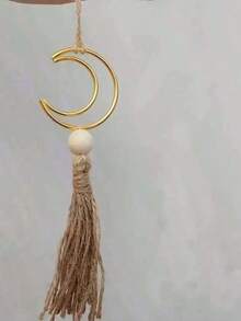 1件金属星月挂饰，带流苏，家居及节日氛围装饰 - 彩色 - 查看 3