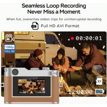 Mini Retro Camera With 1080P Video, 12MP Photos, Keychain Digital Camera, Ultra-Compact Tiny Camera With 32GB SD Card, OTG Adapter, Vintage Little Cameras For Travel, Daily Vlogging, Brown - 棕色-DC26 - 查看 3