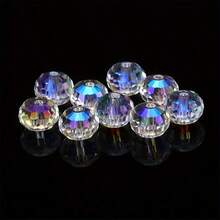 50pcs 3A Electroplated, Premium 96-Facet Glass Crystal Beads, For DIY Bracelet, Necklace, Jewelry Making - Sky Color - View 12