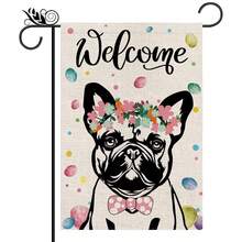 Easter Cute Dog With Wreath Welcome Garden Flag, Easter Egg Element Decor Flag, Outdoor Yard Holiday Decoration Flag (Flagpole Not Included) - Multicolor - View 7