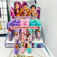 Retractable Push-Button Eraser, Student Drawing Smudge-Free Erasers - Multicolor - View 3