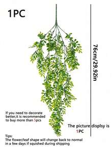 1PC 29.92inch Artificial Hanging Green Plants, Grapefruit Leaf Hanging, Artificial Plant Decoration, Fake Hanging Green Plants, Simulated Plants, Suitable For Home Room Decoration, Indoor Shelf Decoration, Outdoor Wall Garden Decoration - Green - View 3