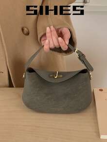 1个纯绿色PU皮革女士单肩斜挎包，时尚哑光手提包，拉链封口，可调节肩带，适合旅行、购物、约会，是送给女性、青少年、大学生、新手和职业女性的理想礼物，适用于办公室、学校、工作、商务、通勤、户外、旅行、野餐等多种场合。 - 綠色 - 查看 5
