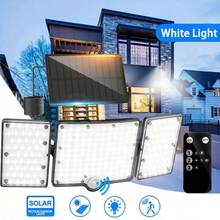 226 LED Solar Wall Lights With Motion Sensor, 3 Modes & Remote Control, 16.4ft Cable, 3 Adjustable Solar Floodlights, 270° Wide Angle Lighting, IP65 Waterproof, For Yard, Garage, Porch And Patio - White Light - View 13