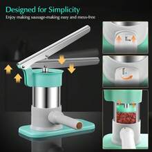 SOPHREPT Personal Use Manual Sausage Stuffer For Kitchen, Stainless Steel Sausage Maker Machine, Tubes Of 4 Size, Easy To Clean, Essential Kitchen Tools - 白色 - 查看 3