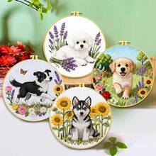 DIY Cross Stitch Kit - Pet Themed | Husky/Corgi/Teddy/Labrador/Shepherd/Pomeranian & More Patterns | Beginner Friendly Embroidery Craft Kit With Fabric, Floss, Needles | Creative Home Decor & Gift - Multicolor - View 2