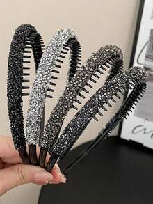 5 Stücke/Set sortierte Strass-verzierte minimalistische Mode Haarreife, vielseitige & elegante Haarzubehör für Teenager & Mädchen - Verschiedenfarbig - Übersicht 5