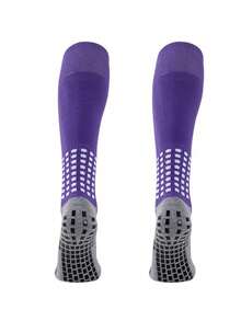 1 Pair Children's Anti-Slip Professional Football Socks, Thick Terry Lining Knee-High Sports Socks, Polyester Knit Fabric, Back To School, First Day Of School - Multicolor - View 12