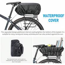 Cesta trasera para bicicleta con red de carga y cubierta impermeable, Portaequipajes trasero de aluminio, Gran capacidad - Albaricoque - Ver 3