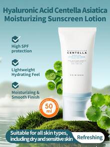 SKIN1004 1瓶50毫升 SPF50+ PA++++ 保湿舒缓敏感肌适用马达加斯加积雪草和透明质酸水基防晒乳液，适合干性及敏感肌肤，海滩度假必备 - 玻尿酸積雪草水感防曬霜 50ml - 查看 1
