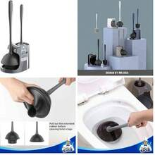 MR.SIGA Combo de mbolo de Inodoro y Cepillo para Polvo para Limpieza de bao, Negro, 1 Juego - negro1 - Ver 1