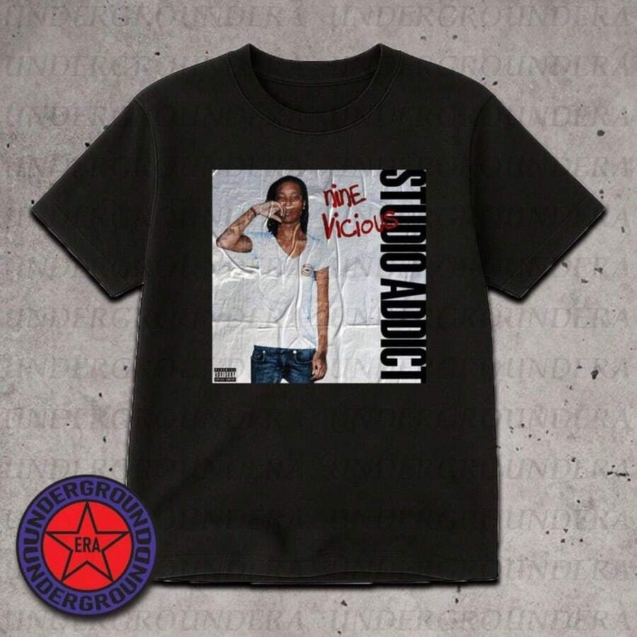 Nine Vicious Studio Addict T-Shirt Tee _ Nine Vicious Merch - Black - View 1