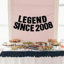 一套“传奇始于2008年”黑色闪光横幅，适合男孩女孩的18岁生日装饰，趣味十足的18岁生日装饰标牌礼物，男女皆宜的18岁生日装饰，18周年纪念派对装饰 - 彩色 - 查看 5