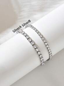 1 chiếc vòng tay đính đá sang trọng, thiết kế có thể điều chỉnh, với những hạt đá lấp lánh cao cấp giúp tôn lên vẻ ngoài của bạn. - Bạc A - Xem 3